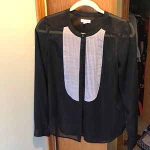 Sheer long sleeve sparkly top.